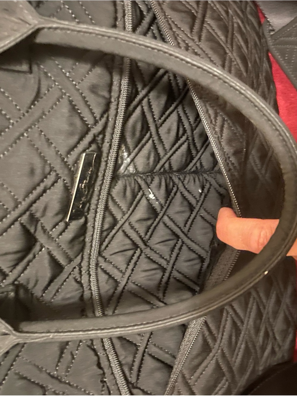 Vera Bradley Black Quilted Travel Bag Tote - Picture 7 of 9
